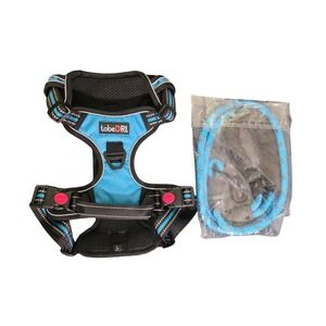 TobeDRI No Pull Dog Harness & Reflective Rope Leash Set Blue Size Large NWT